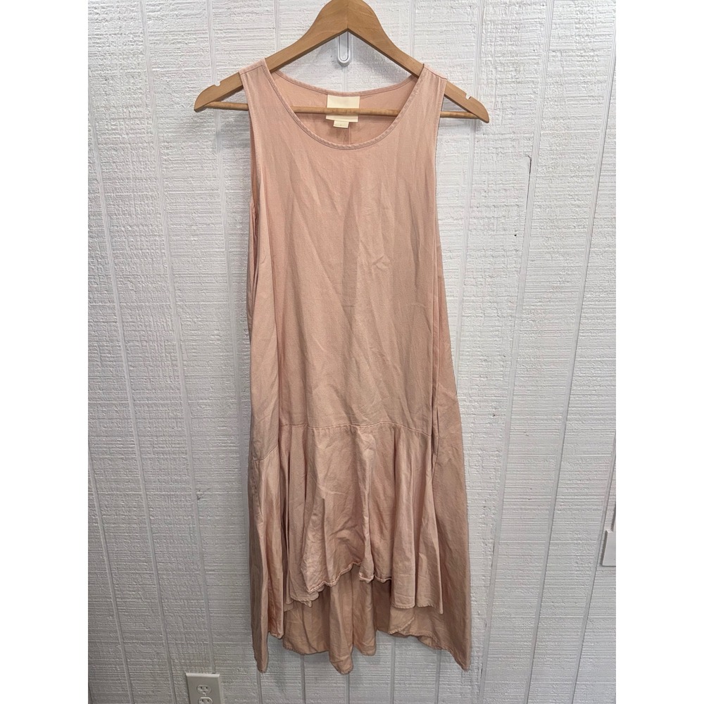 Maeve Anthropologie Midi Dress Womens Blush Pink High-Low Ruffle Pocket Small